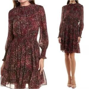 Just Taylor Red Mock Neck Long Sleeve Cocktail Dress Petit